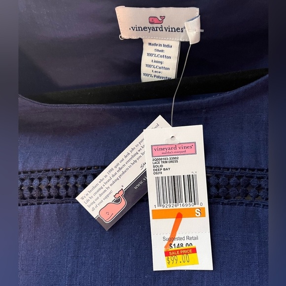 NWT Vineyard Vines Navy Lace Trim Shift Dress Sz S - Picture 5 of 5